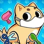 강아지 캐릭터가 마스크를 쓰고 있으며, 주변에 드라이어, 가위, 브러쉬가 배치된 이미지