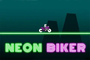네온 배경 위에 자전거가 선을 따라 움직이며 아래에 NEON BIKER라는 네온 텍스트가 있는 이미지