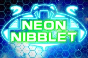 파란 벌집 배경 위에 초록색 네온 글자로 NEON NIBBLET가 중앙에 표시된 이미지