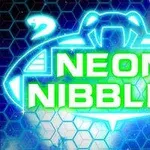 파란 벌집 배경 위에 초록색 네온 글자로 NEON NIBBLET가 중앙에 표시된 이미지