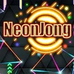 네온 색상의 다양한 기하학적 선과 NeonJong 3D라는 글자가 있는 화려한 배경