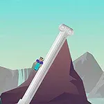 캐릭터가 큰 기둥을 오르는 모습과 배경의 산을 포함한 레벨 2 이미지