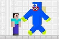 모두에게 재미있고 귀엽게 보이는 누브가 큰 파란 괴물에게 쫓기고 있습니다