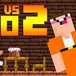 픽셀 아트 스타일의 캐릭터들이 실내에서 마주 보고 앉아 있으며, 화면 상단에는 큰 텍스트가 있습니다