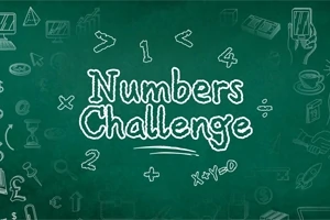 초록색 칠판 배경에 Numbers Challenge라는 텍스트와 다양한 수학 기호들이 그려져 있다