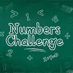 초록색 칠판 배경에 Numbers Challenge라는 텍스트와 다양한 수학 기호들이 그려져 있다