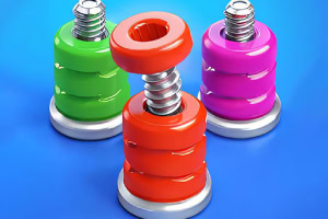 다양한 색상의 나선형 스프링과 원형 덮개가 있는 장난감