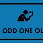 파란색 배경에 확대경을 든 사람 아이콘과 ODD ONE OUT 텍스트가 있는 이미지