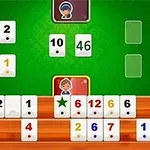 녹색 배경에 다양한 숫자와 색상의 타일이 놓여 있는 게임 화면