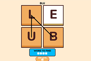 네 개의 타일에 L, E, U, B 알파벳이 있고, 알파벳이 선으로 연결되어 있는 이미지
