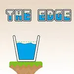 잔에 담긴 물이 잔 위에 ON THE EDGE 글자와 함께 작은 플랫폼 위에 놓여 있는 이미지