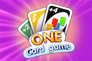 카드 게임 배경에 무지개색 카드와 ONE Card game 텍스트가 있는 이미지