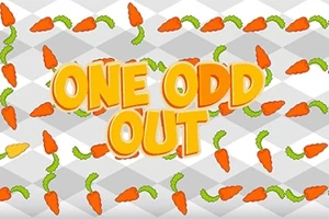 주황색과 노란색의 ONE ODD OUT 글자가 중앙에 있고, 주위에 당근 그림이 반복적으로 배치된 이미지