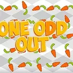 주황색과 노란색의 ONE ODD OUT 글자가 중앙에 있고, 주위에 당근 그림이 반복적으로 배치된 이미지