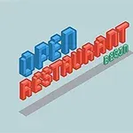파란색과 빨간색 3D 블록 글자로 OPEN RESTAURANT BEGIN이라고 쓰여진 이미지