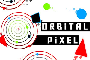 흰 배경에 빨간색, 초록색, 파란색 원과 여러 기하학적 도형이 어우러진 추상적인 디자인