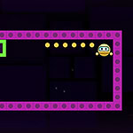 보라색 테두리의 사각형 안에 녹색과 파란색의 정사각형 아이콘과 노란색 동전들이 있는 이미지