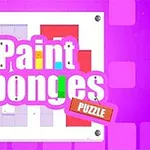 보라색 배경 위에 Paint Sponges라는 글자가 적힌 직사각형 퍼즐 이미지
