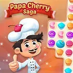 붉은 배경에 흰 모자를 쓴 요리사와 알록달록한 퍼즐 조각들이 있는 이미지