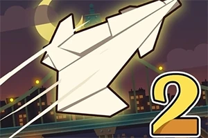 종이 비행기가 야경을 배경으로 날아가는 이미지, 오른쪽 하단에 숫자 2가 있음