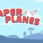 종이 비행기가 포함된 PAPER PLANES라는 텍스트와 함께 파란색 배경의 풍경 이미지