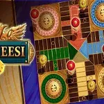 보드 게임 디자인과 Parcheesi라는 텍스트가 있는 이미지