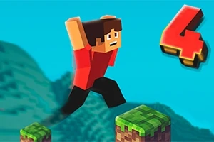 픽셀 스타일의 캐릭터가 점프하는 장면과 숫자 4가 나와 있는 이미지