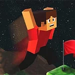 픽셀 그래픽의 인물 캐릭터가 붉은 깃발이 있는 녹색 블록을 향해 점프하고 있으며, 오른쪽 상단에 숫자 6이 표시되어 있다