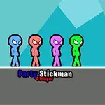 파란색, 빨간색, 보라색, 초록색의 네 명의 스틱맨이 줄지어 서 있는 모습