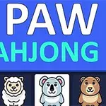 파란 배경에 PAW MAHJONG이라는 글자와 함께 호랑이, 양, 곰 등이 그려진 귀여운 동물 캐릭터 아이콘이 배열되어 있습니다