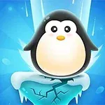 귀여운 펭귄이 얼음 조각 위에 서 있는 모습