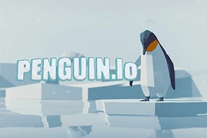 얼음 위에 서 있는 펭귄과 PENGUIN