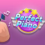 보라색 원형 배경에 Perfect Piano라는 글자가 있고 별 모양과 하트, 손가락 모양이 아이콘으로 표시된 이미지