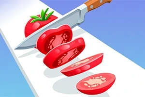 칼로 여러 조각으로 얇게 썬 토마토 일러스트