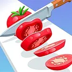 칼로 여러 조각으로 얇게 썬 토마토 일러스트