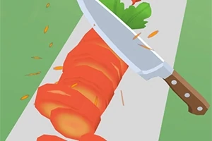 칼로 당근을 썰고 있는 이미지