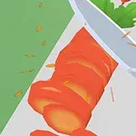 칼로 당근을 썰고 있는 이미지