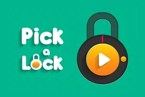 녹색 배경 위에 자물쇠 아이콘과 Pick a Lock라는 텍스트가 있는 이미지