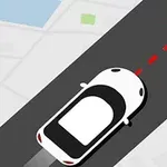 도로를 달리는 자동차와 목표 지점을 나타내는 붉은 원