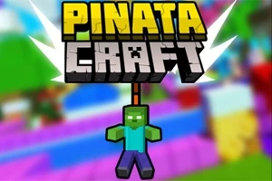 노란색과 회색 텍스트로 PINATA CRAFT가 쓰여 있으며, 바로 아래에 픽셀 스타일의 초록색 좀비 캐릭터가 매달려 있는 이미지