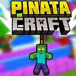 노란색과 회색 텍스트로 PINATA CRAFT가 쓰여 있으며, 바로 아래에 픽셀 스타일의 초록색 좀비 캐릭터가 매달려 있는 이미지