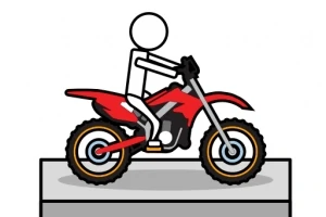 빨간 오토바이를 타고 있는 막대모양의 인물 일러스트