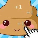 귀여운 표정의 갈색 이모티콘이 배경의 푸른 줄무늬 앞에 있으며, 위에 +1 표시가 있고 커서 손 모양이 가리키고 있다