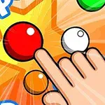 다채로운 구슬과 팝이라는 글자 뒤로 별 모양이 그려져 있고, 하단에는 손가락이 구슬을 가리키고 있는 이미지