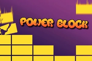 보라색 배경 위에 POWER BLOCK라는 글자와 노란색 블록들이 배치되어 있습니다
