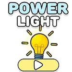 노란색 전구와 POWER LIGHT 텍스트가 있는 이미지