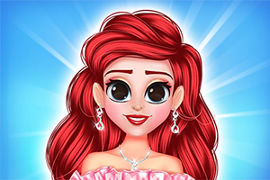 긴 빨간 머리와 큰 눈을 가진 만화 스타일의 소녀가 미소 짓고 있는 이미지