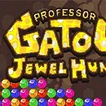PROFESSOR GATOUs JEWEL HUNT라는 제목과 다채로운 보석들이 쌓여 있는 이미지