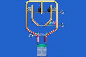 색색의 구슬과 폭탄이 있는 파이프 퍼즐 이미지