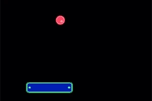 검은 배경에 빨간 공과 파란 막대가 있는 간단한 이미지